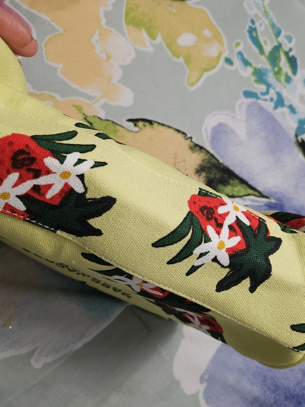 Marc Jacobs Fragrances Floral Cosmetic Pouch - Lime Green with Red Accents